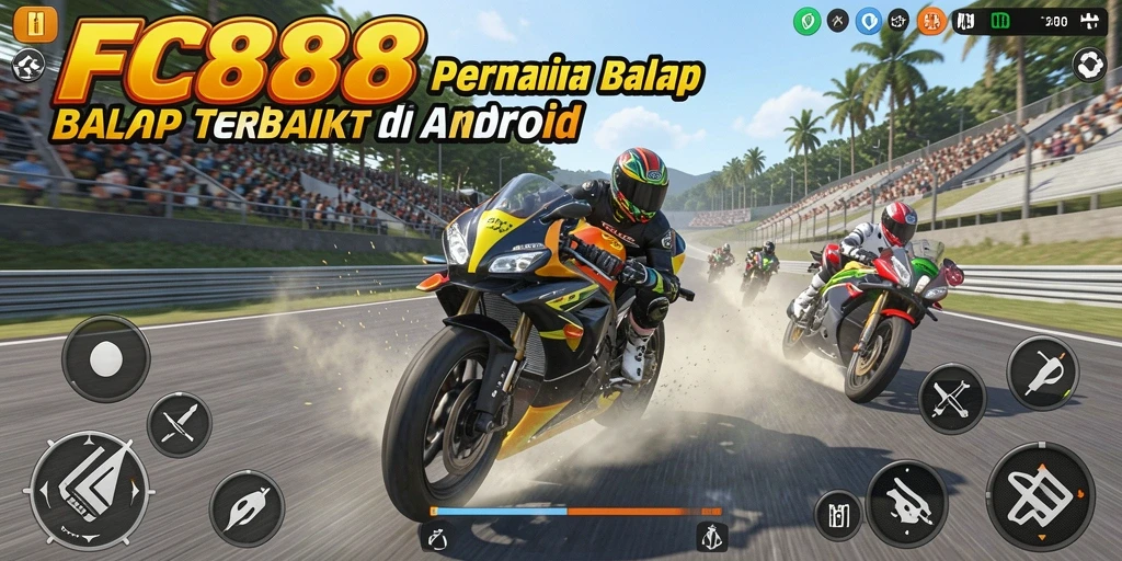 Tampilan gameplay FC888 yang mendebarkan dan realistis dalam balapan motor.