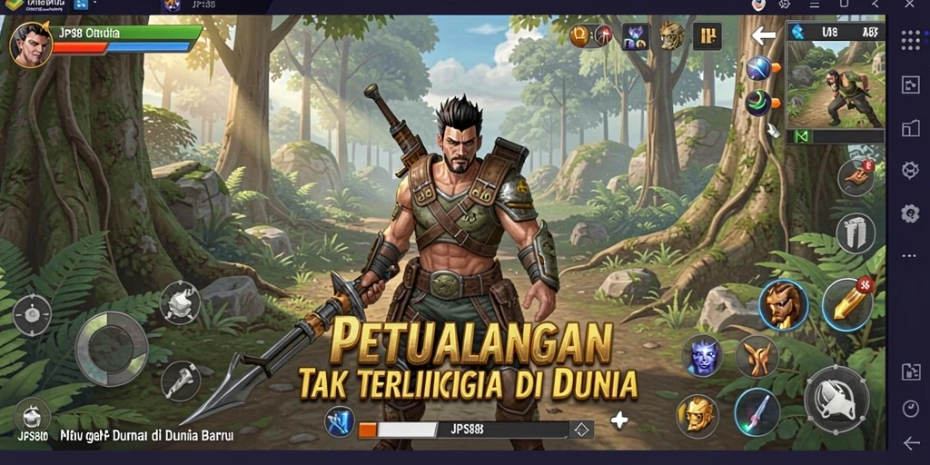 Tangkapan layar utama JPS88 yang menunjukkan aksi petualangan mendebarkan.
