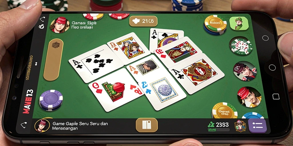 Tampilan screenshot MAMEN123 yang menunjukkan tindakan permainan Gaple.