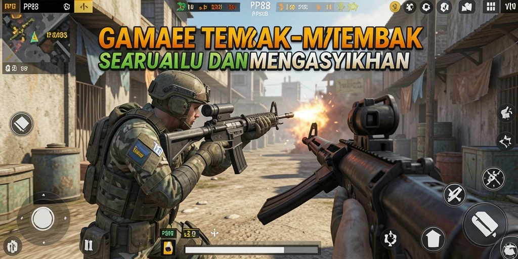 Screenshot PP88 menunjukkan gameplay tembak-menembak yang intens dan menarik.