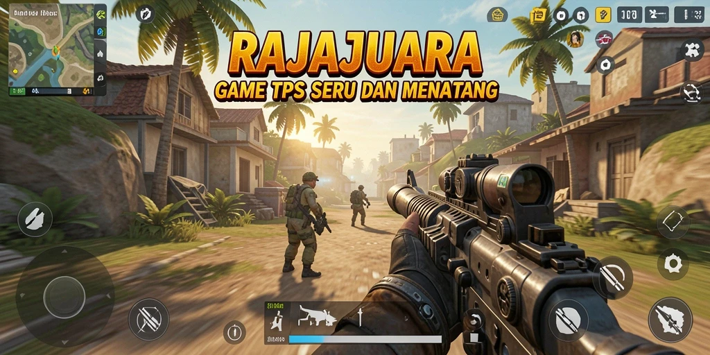 Screenshot gameplay RAJAJUARA menampilkan aksi mendebarkan di medan perang TPS.
