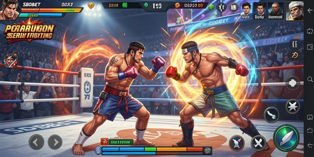 Screenshot SBOBET menampilkan aksi pertarungan yang dinamis dan mendebarkan.