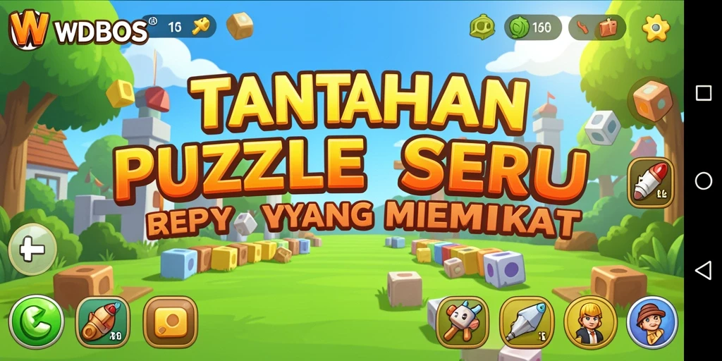 Tampilan gameplay WDBOS dengan berbagai level Puzzle menantang.